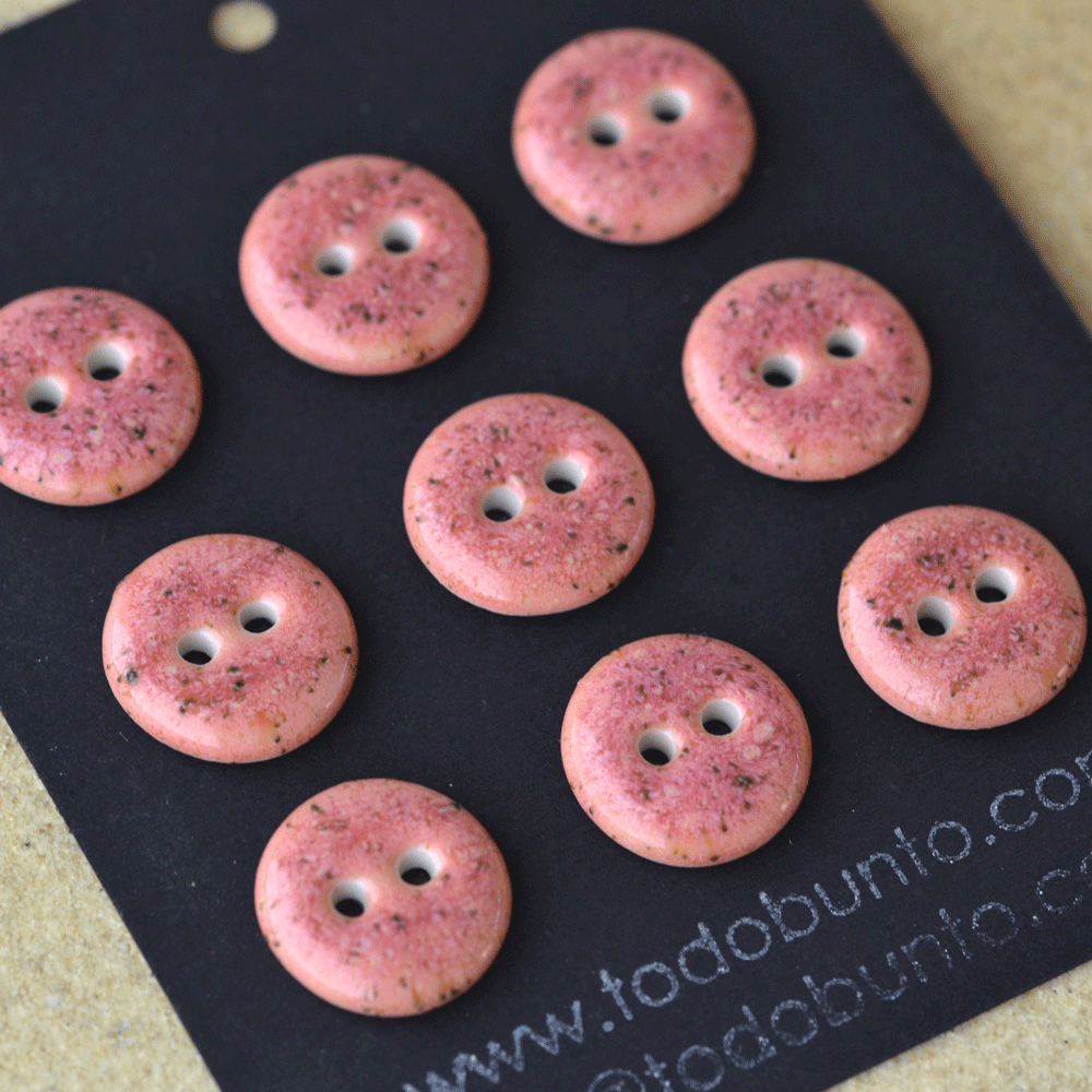 9 pcs. 15mm porcelain buttons strawberry yogurt