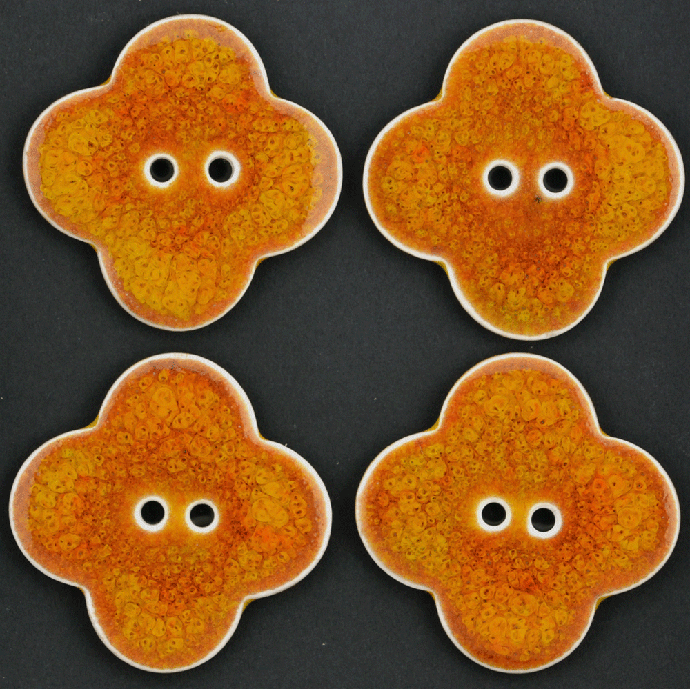 4 pcs. 30x30 mm porcelain buttons burnt orange V2