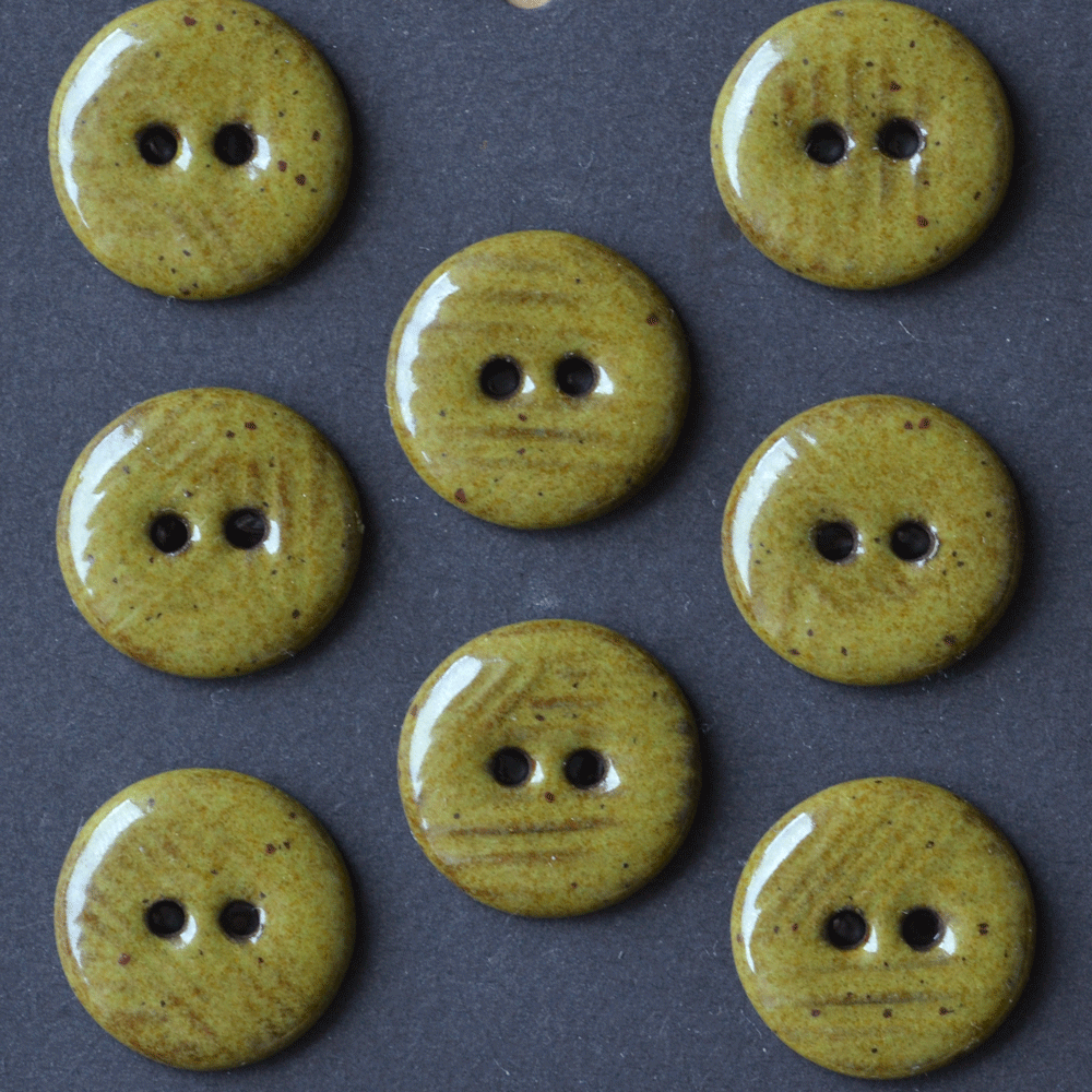 8 pcs. 17-18mm ceramic buttons deep olive speckle