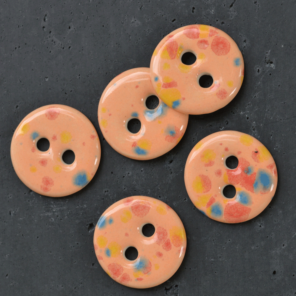 6pcs 25mm ceramic buttons apricot