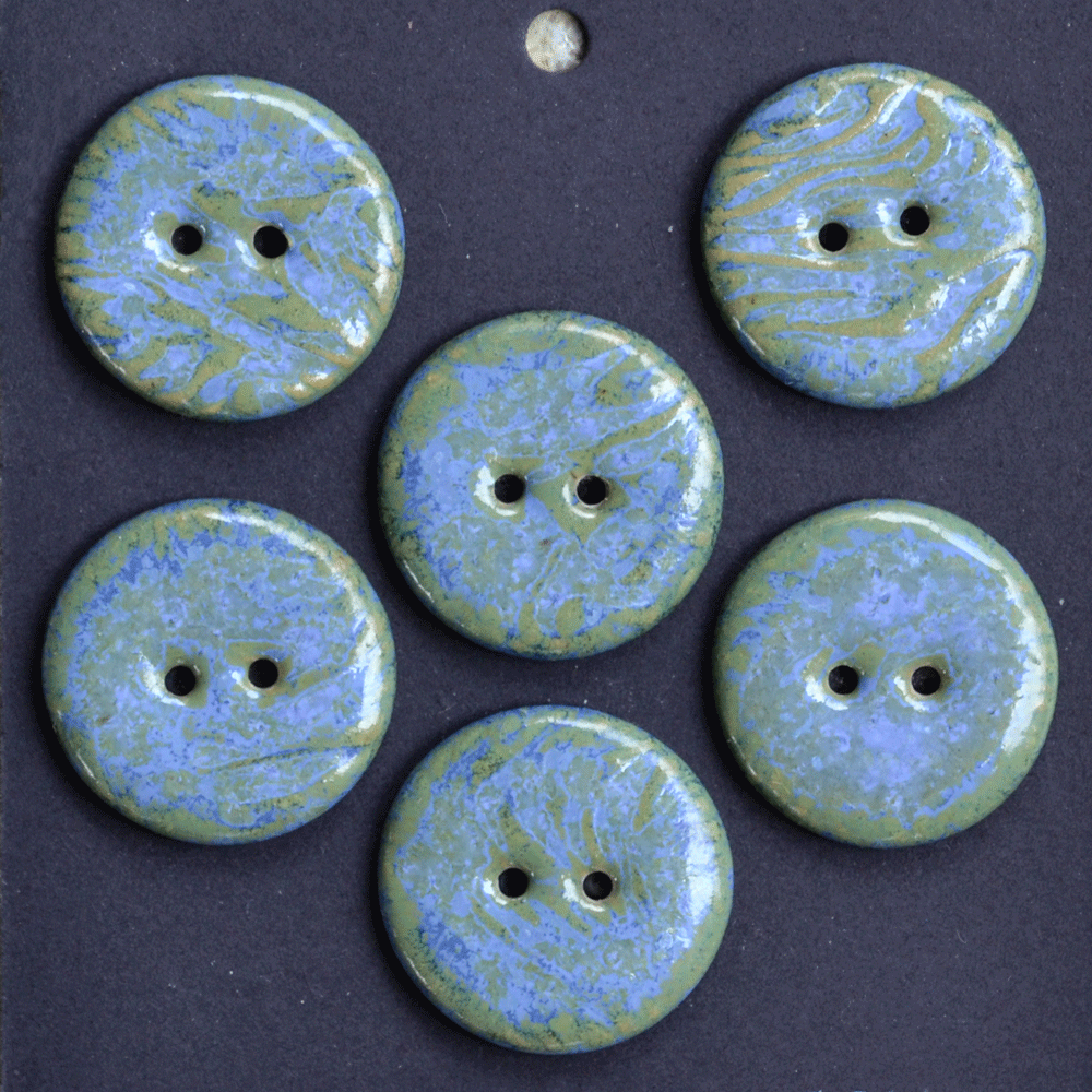 6 pcs 23 mm ceramic buttons green/blue