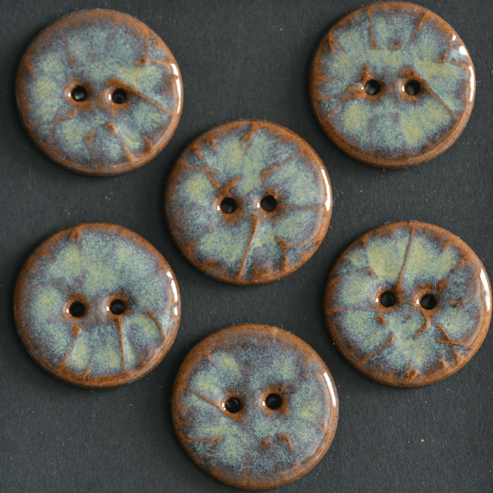 6 pcs. 23mm ceramic buttons lagoon