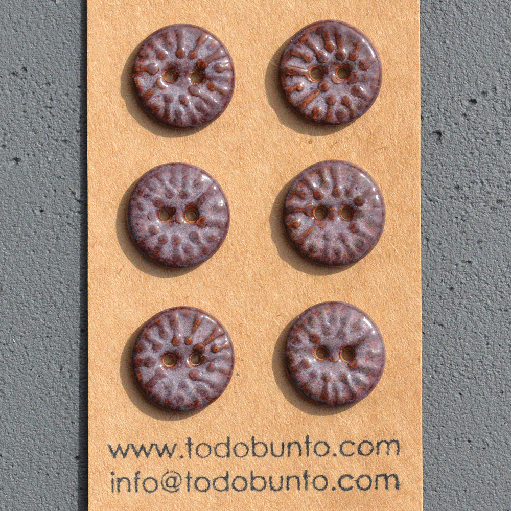 6 pcs. 18mm ceramic buttons smokey merlot