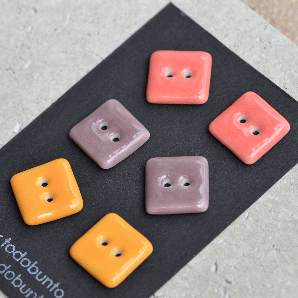 6pcs 18x18mm porcelain buttons square mix