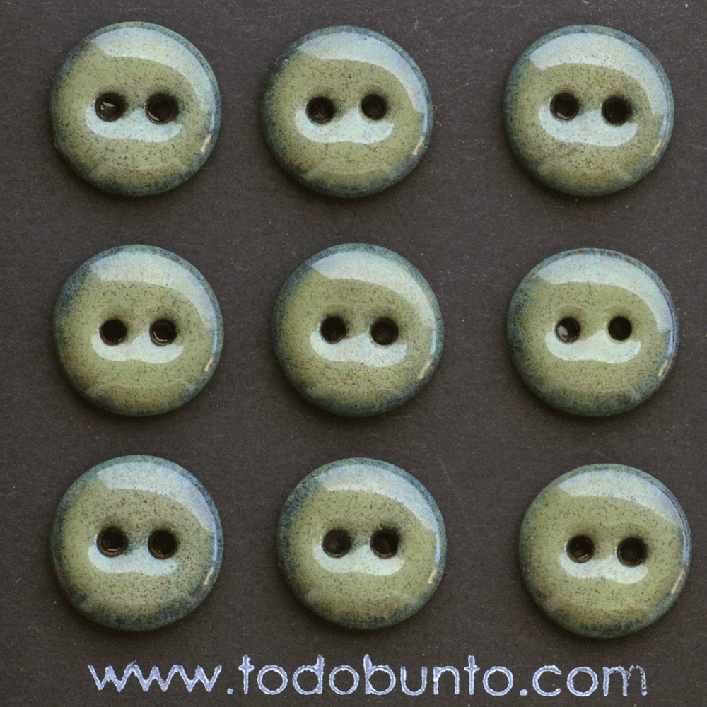 9 pcs. 15mm ceramic buttons dusty green