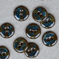 5x18mm Handmade Keramikknöpfe Braun/Blau/Grün