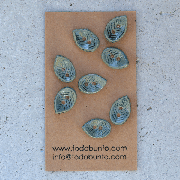 8x20mm Handmade Keramikknöpfe Satin Oribe Blätter