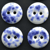 15-16 mm porcelain buttons blue splatter