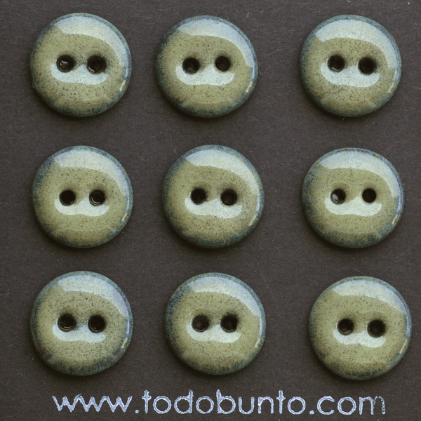 9 pcs. 15mm ceramic buttons dusty green