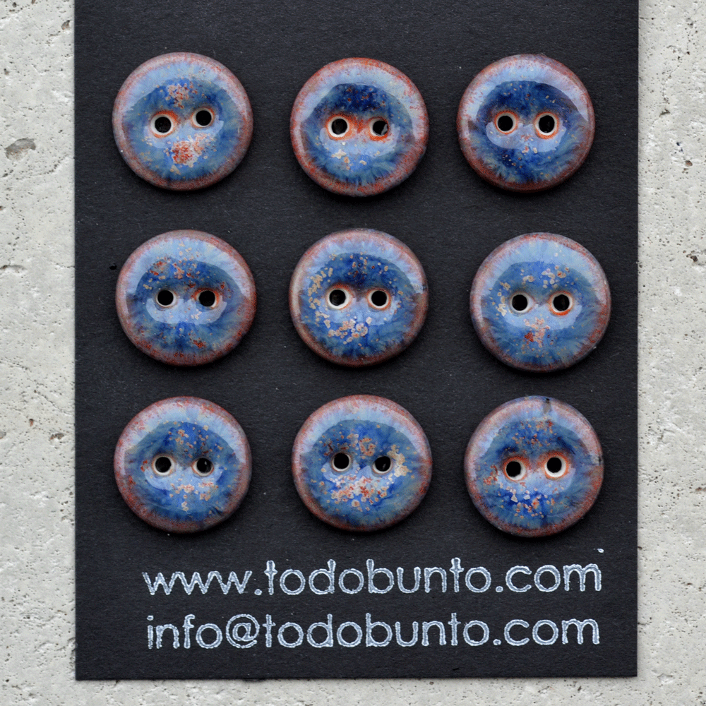 9 pcs. 15mm porcelain buttons fireworks