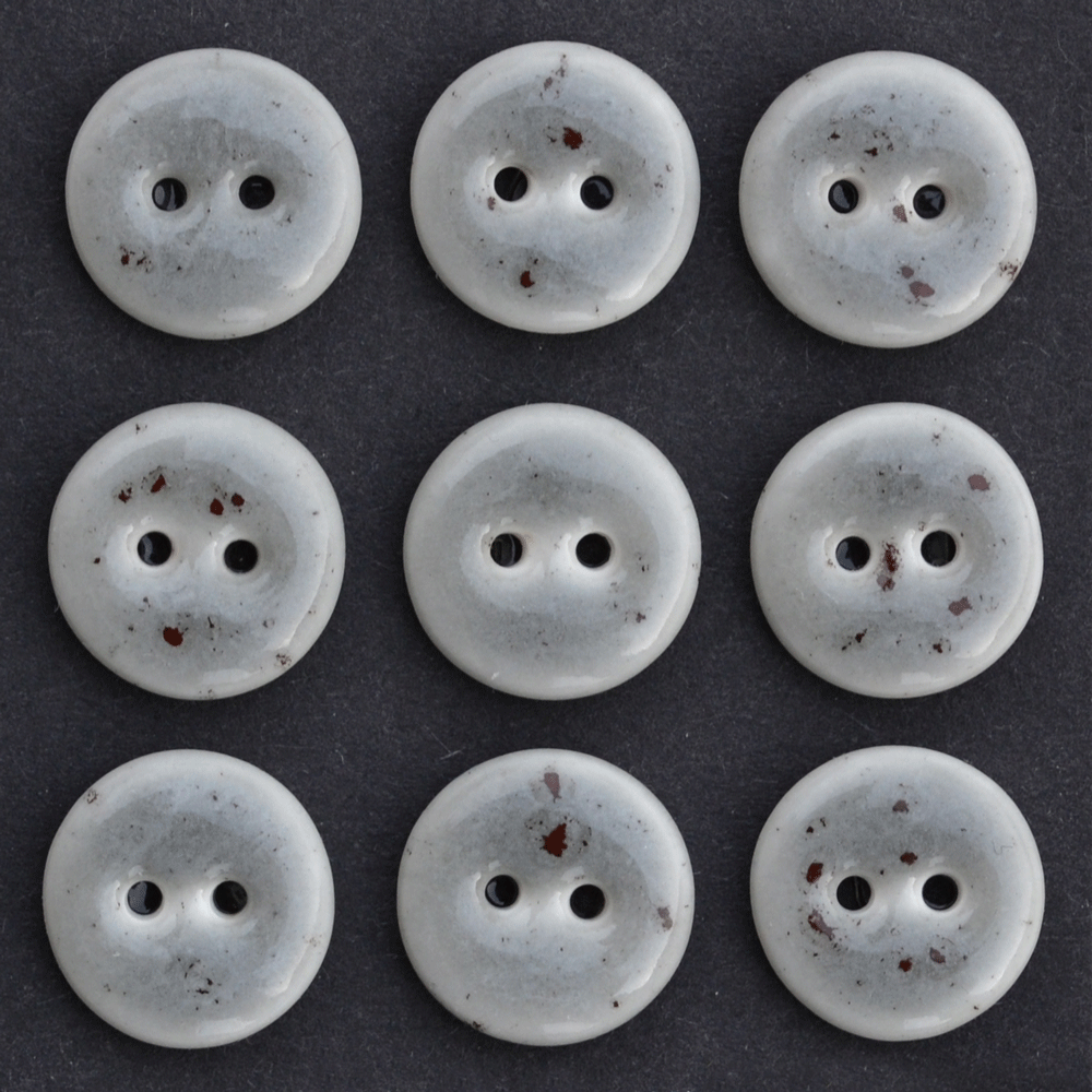 9 pcs. 15-16mm porcelain buttons grey sprinkle