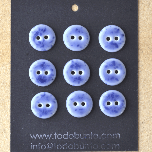 9pcs. 15-16mm porcelain buttons cornflower