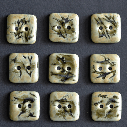 9 pcs. 14x14mm porcelain buttons twigs