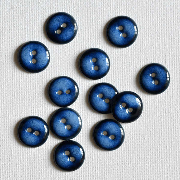 17/18mm Handmade Porzellanknöpfe Blau mit Farbverlauf