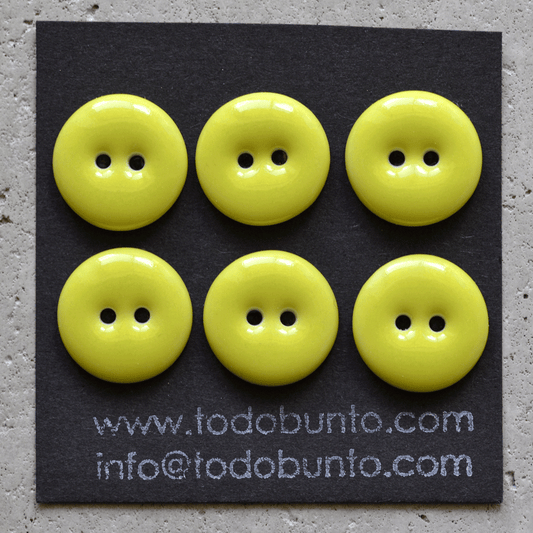 6 pcs. 17-18mm porcelain buttons lemon yellow