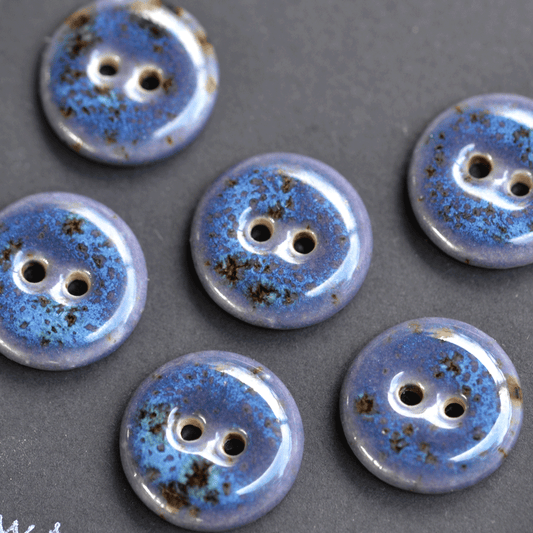 6 pcs. 18mm ceramic buttons blue/purple