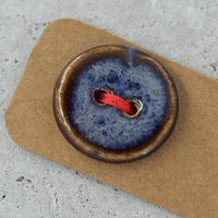 18mm (Einzelstück) Handmade Keramikknopf Blau/Braun