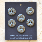 6pcs  17/18mm ceramic buttons blue/brown