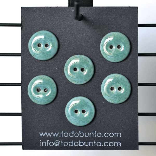 6 pcs. 17mm ceramic buttons Robins Egg