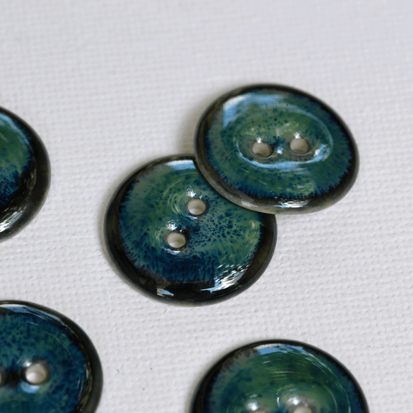 23mm Handmade Porzellanknöpfe Blaugrün