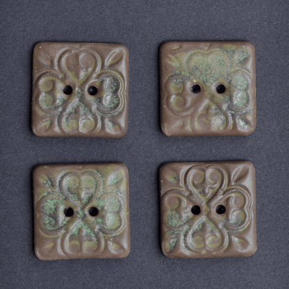4 pcs. 20x20mm ceramic buttons middle ages