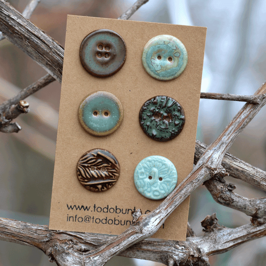 6 pcs 23 mm ceramic buttons mix