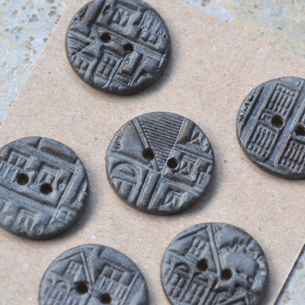 6 pcs. 23mm ceramic buttons architecture