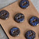 17-18mm ceramic buttons blue/brown lace