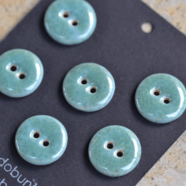 6 pcs. 17mm ceramic buttons Robins Egg