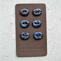 18mm Handmade Keramikknöpfe Oval Blau/Braun