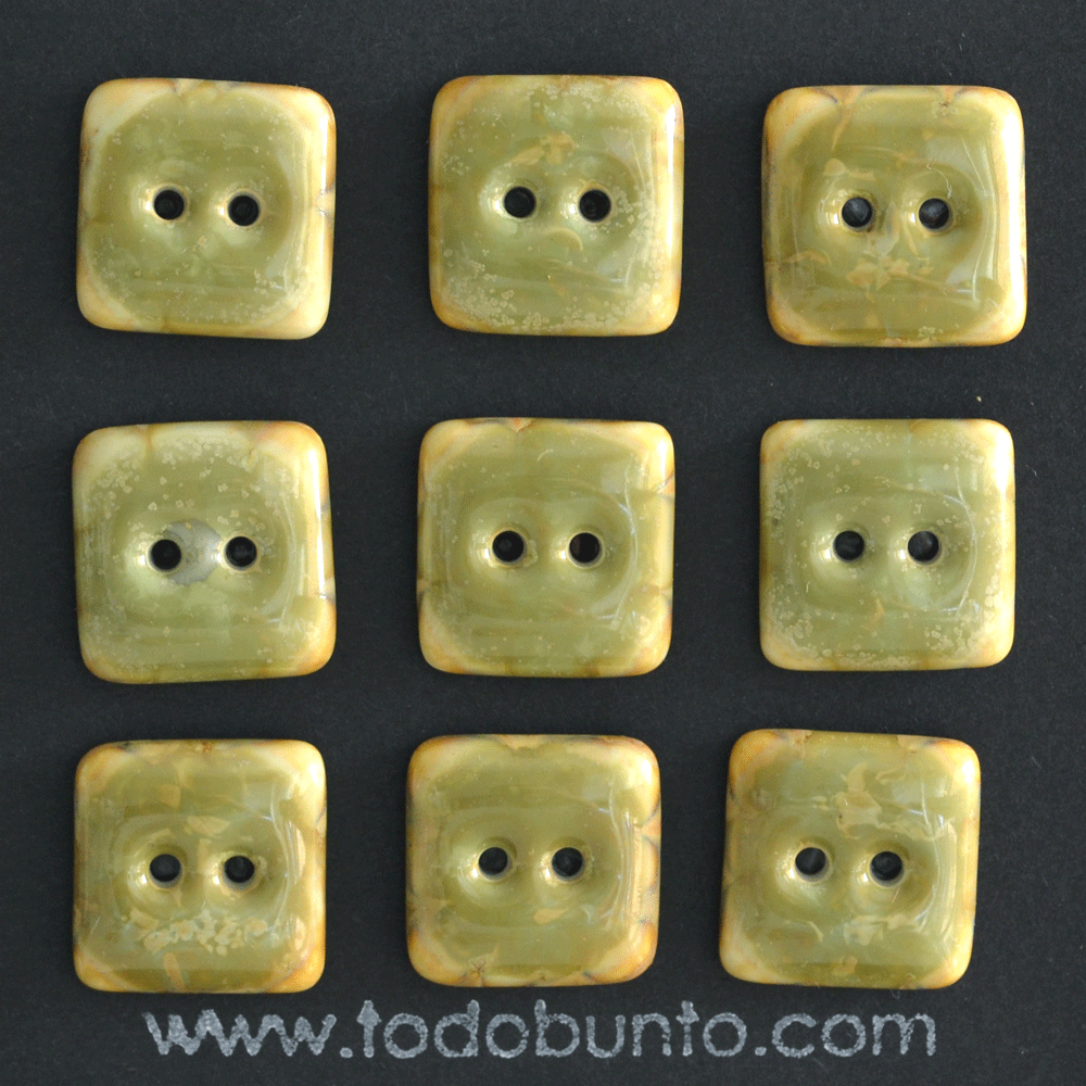 9 pcs. 16x16mm ceramic buttons olive