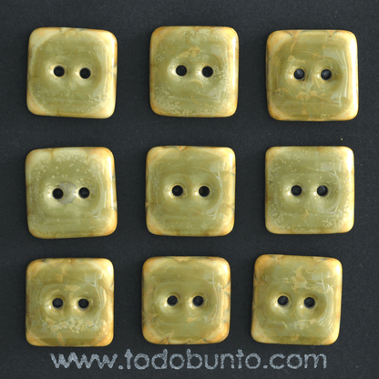 9 pcs. 16x16mm ceramic buttons olive