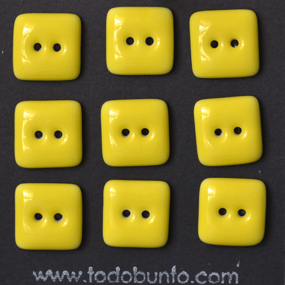 9 pcs. 16mm porcelain buttons bright yellow square