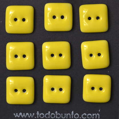 9 pcs. 16mm porcelain buttons bright yellow square