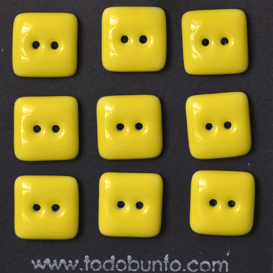 9 pcs. 16mm porcelain buttons bright yellow square