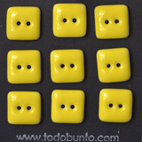 9 pcs. 16mm porcelain buttons bright yellow square