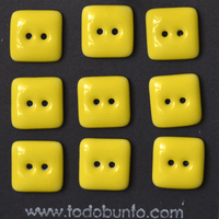 9 pcs. 16mm porcelain buttons bright yellow square