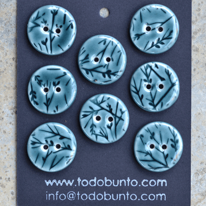 9 pcs. 20mm porcelain buttons fog