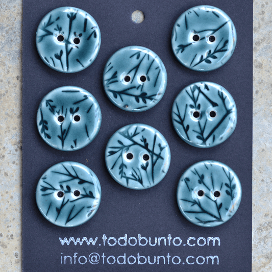 9 pcs. 20mm porcelain buttons fog