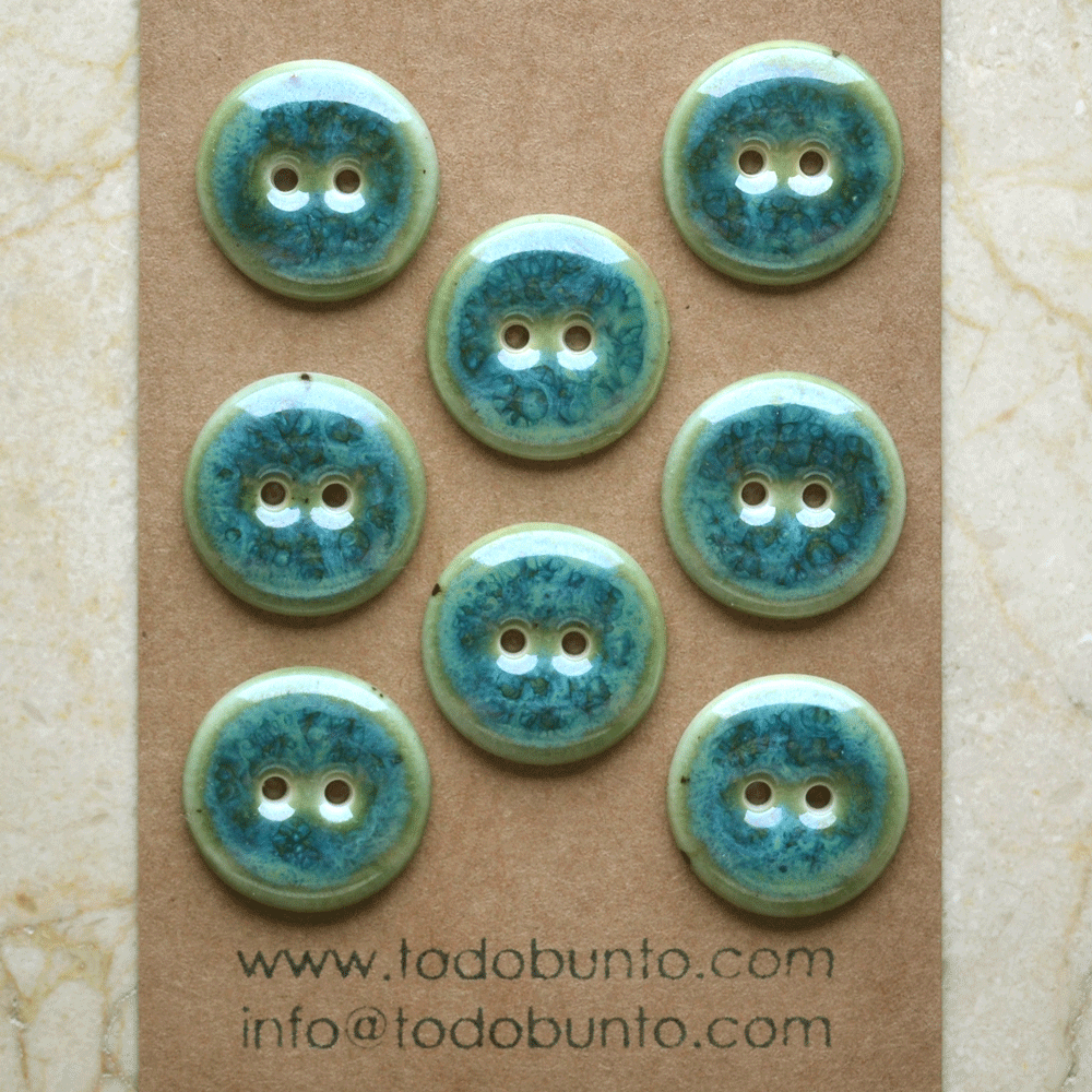 21mm porcelain buttons green/blue