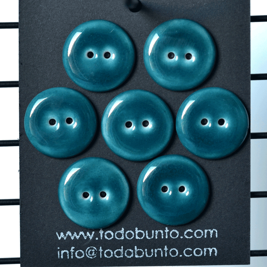 7 pcs. 22mm porcelain buttons teal