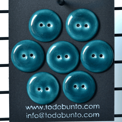7 pcs. 22mm porcelain buttons teal