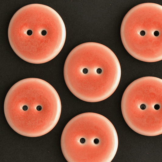 6 pcs. 22-23mm porcelain buttons coral