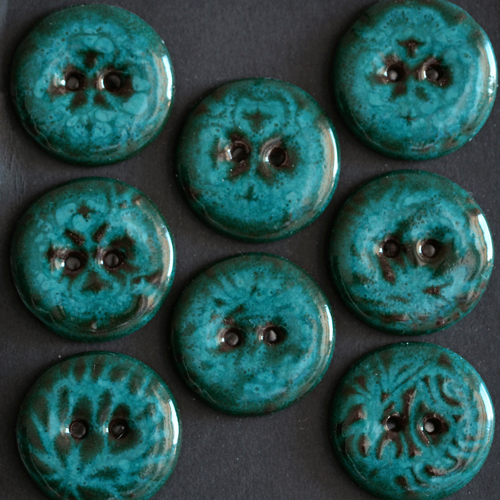 8 pcs. 23mm ceramic buttons dark petrol