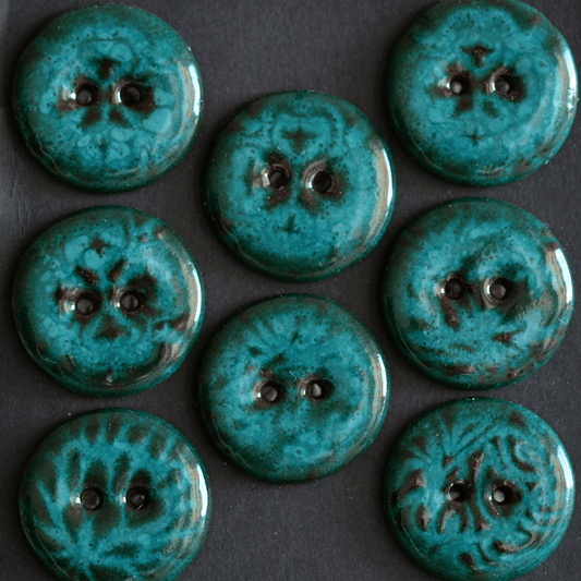 8 pcs. 23mm ceramic buttons dark petrol
