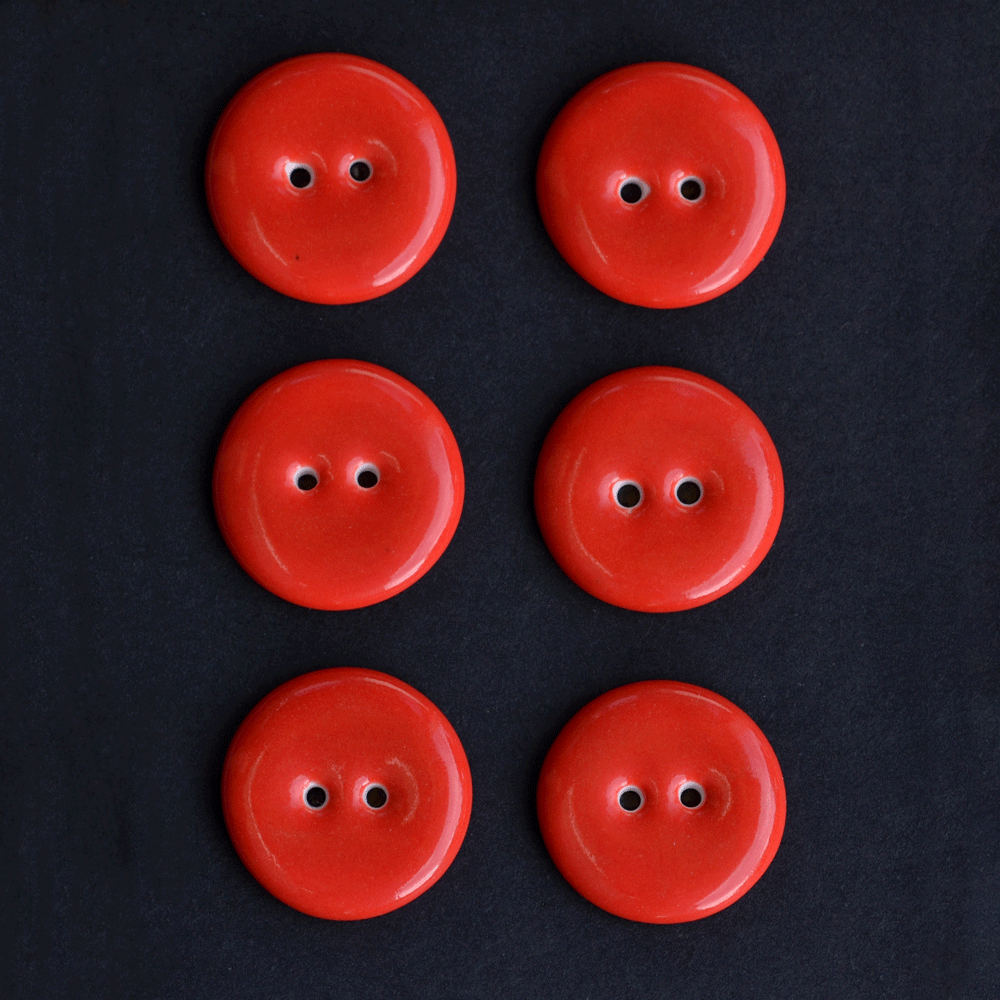 6 pcs. 23mm porcelain buttons very red