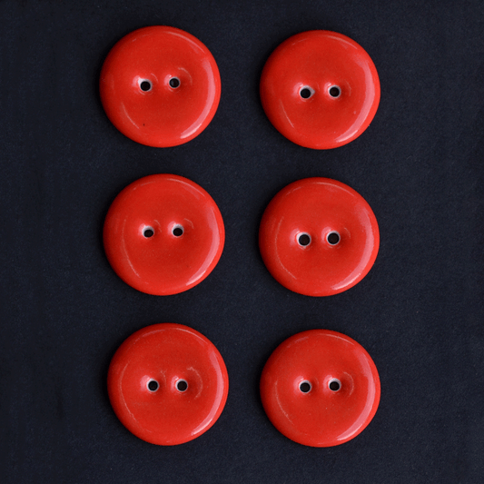 6 pcs. 23mm porcelain buttons very red