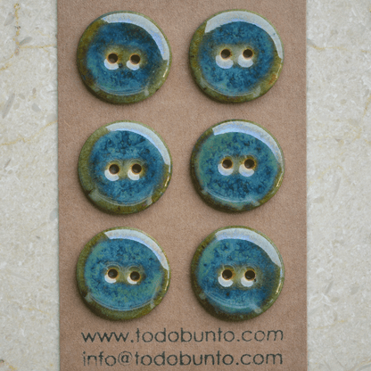 6 pcs. 23mm ceramic buttons green/blue