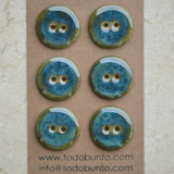 6 pcs. 23mm ceramic buttons green/blue