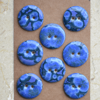 8pcs. 22-23mm porcelain buttons blue planet
